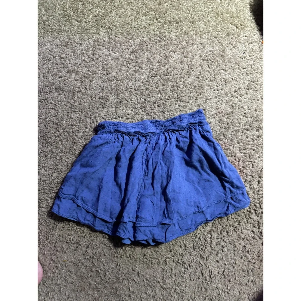 Hollister Women Blue Ultra High-Rise Skirty Shorts Smocked Waist Swiss Dot XS